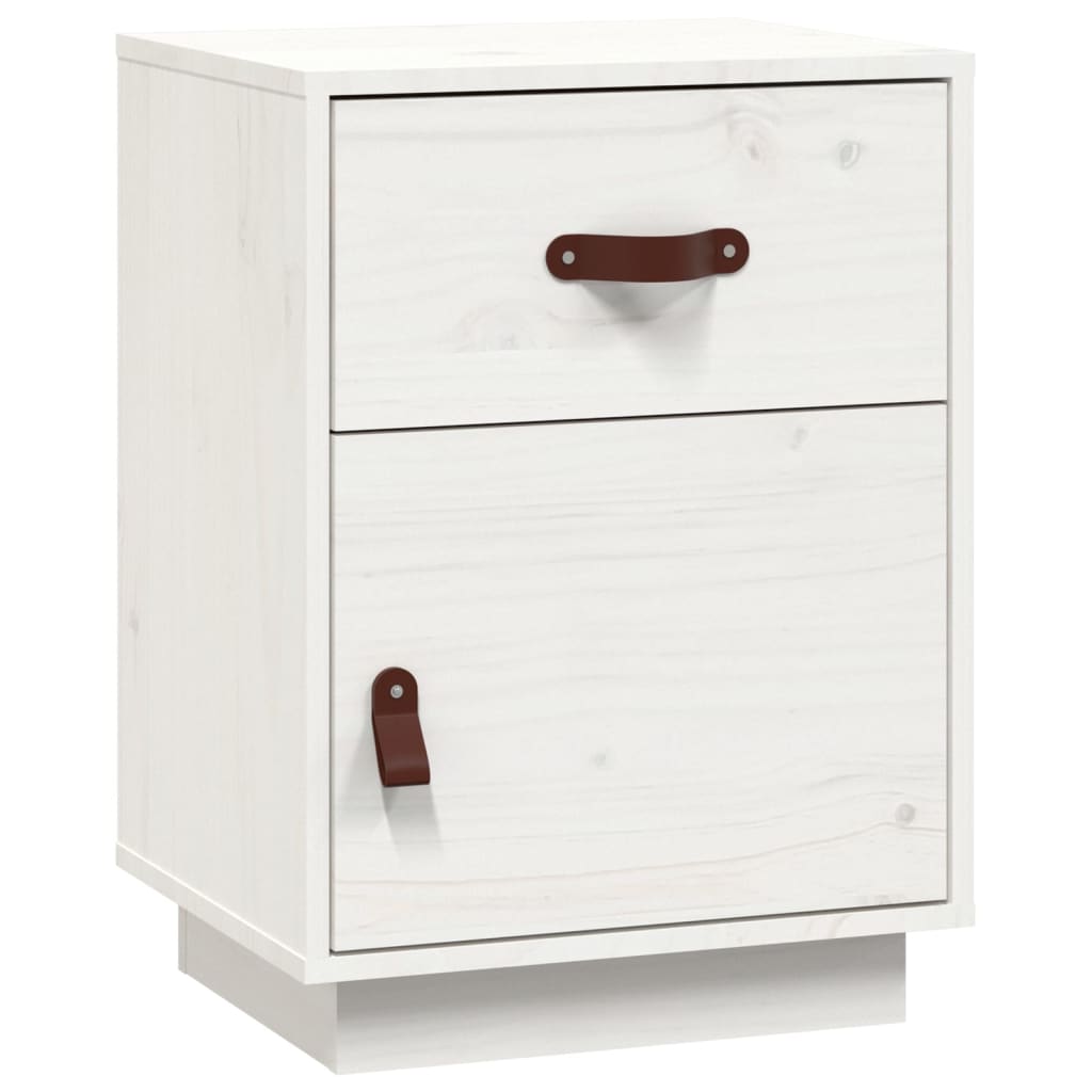 vidaXL Bedside Cabinet White 40x34x55 cm Solid Wood Pine