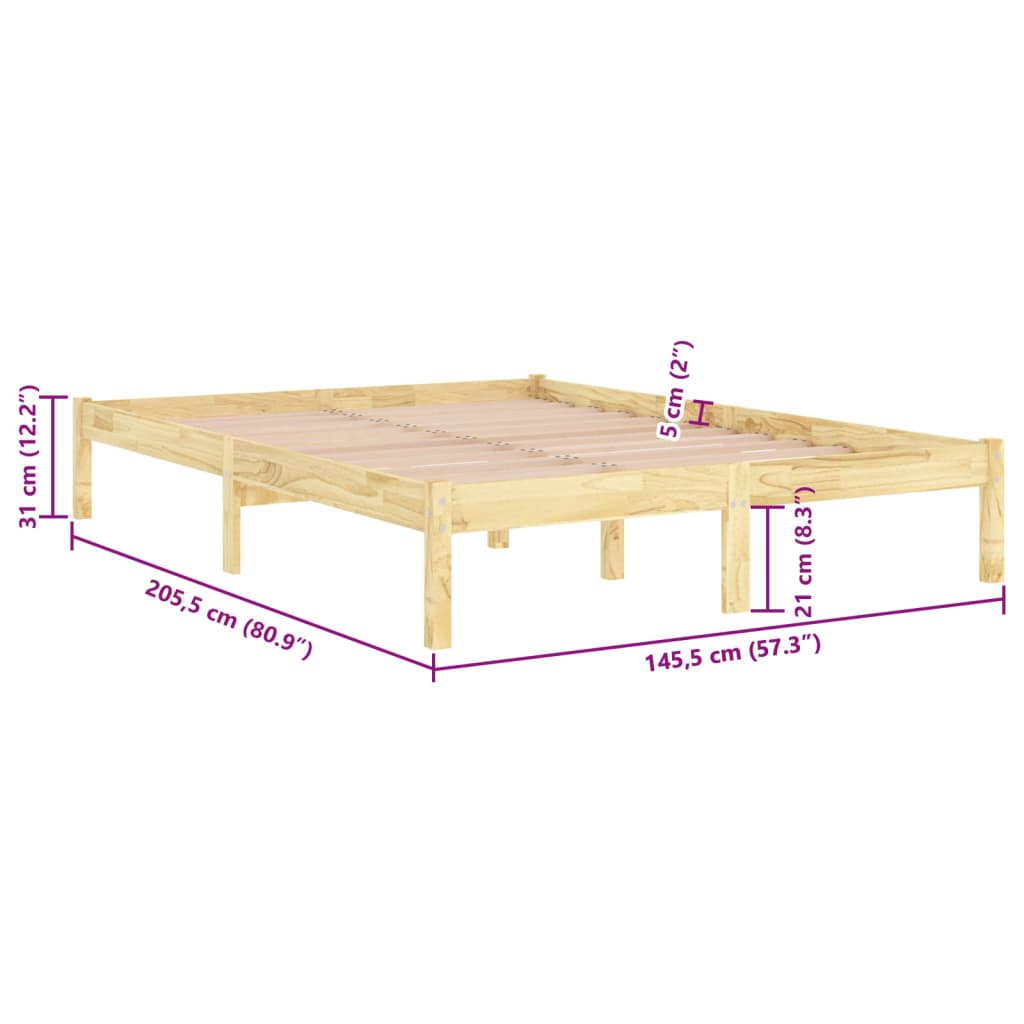 vidaXL Bed Frame without Mattress Solid Wood 140x200 cm