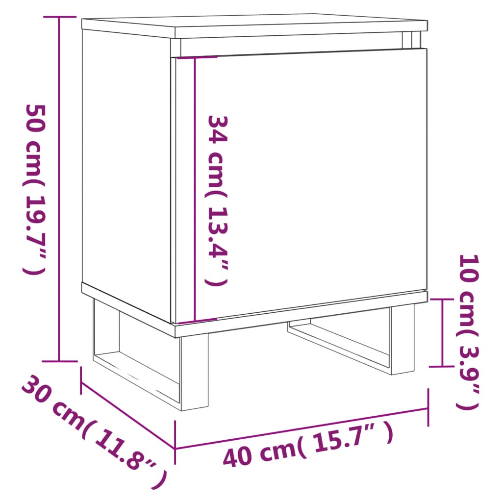 vidaXL Bedside Cabinet Grey Sonoma 40x30x50 cm Engineered Wood