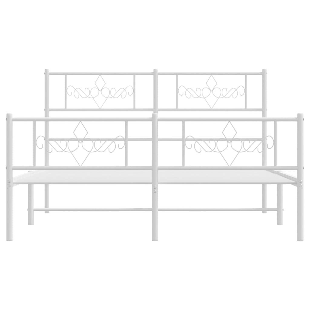 vidaXL Metal Bed Frame without Mattress with Footboard White 140x190 cm