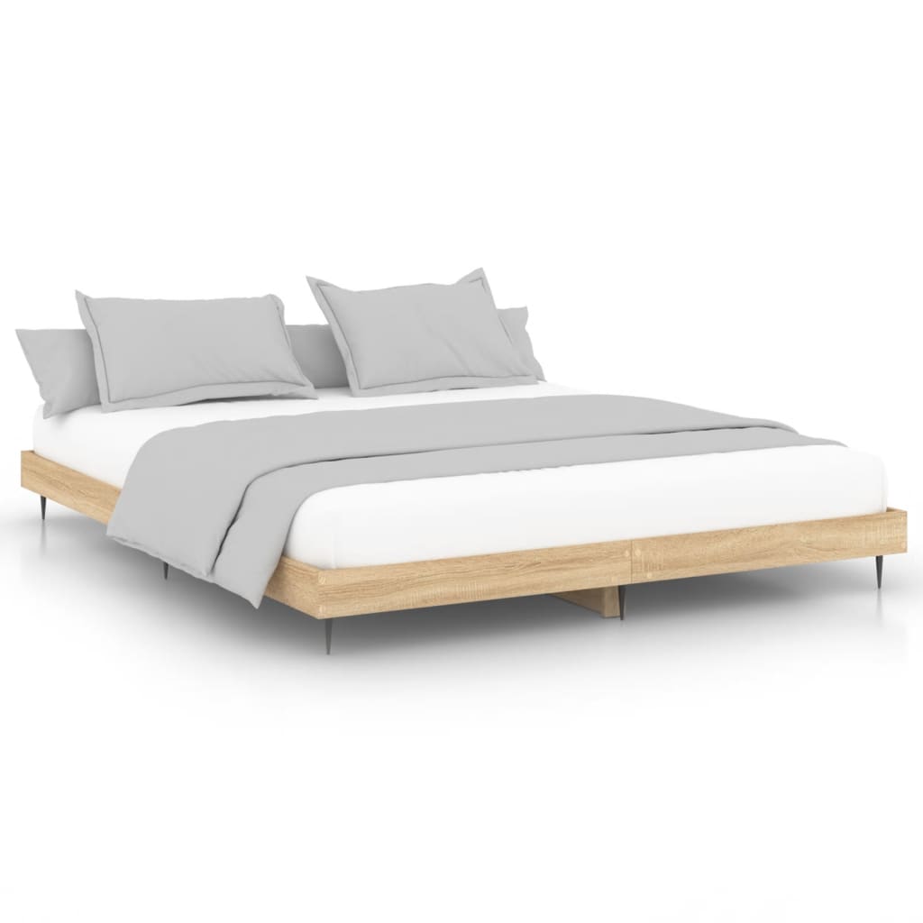 vidaXL Bed Frame without Mattress Sonoma Oak 200x200 cm Engineered Wood