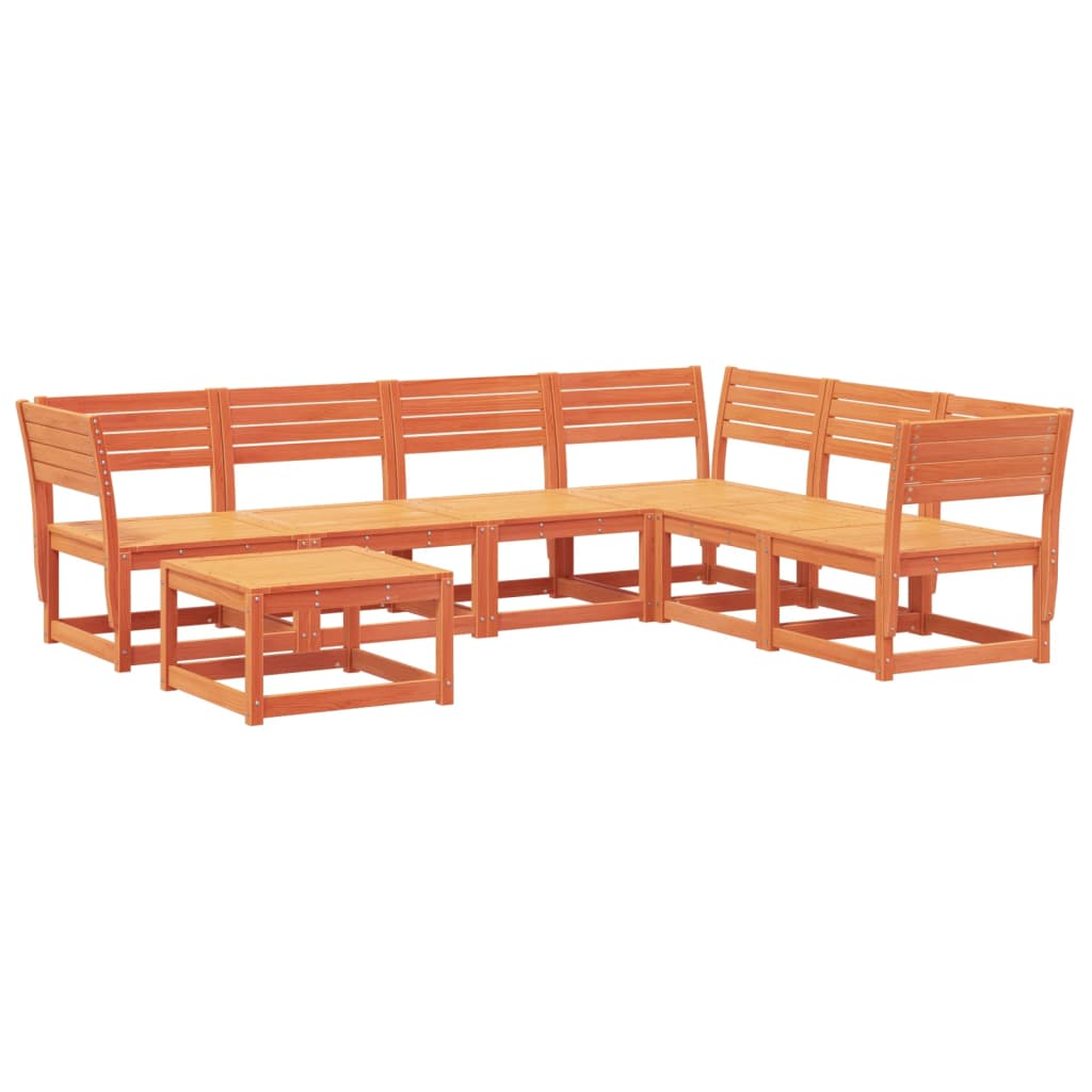 vidaXL 7 Piece Garden Lounge Set Wax Brown Solid Wood Pine