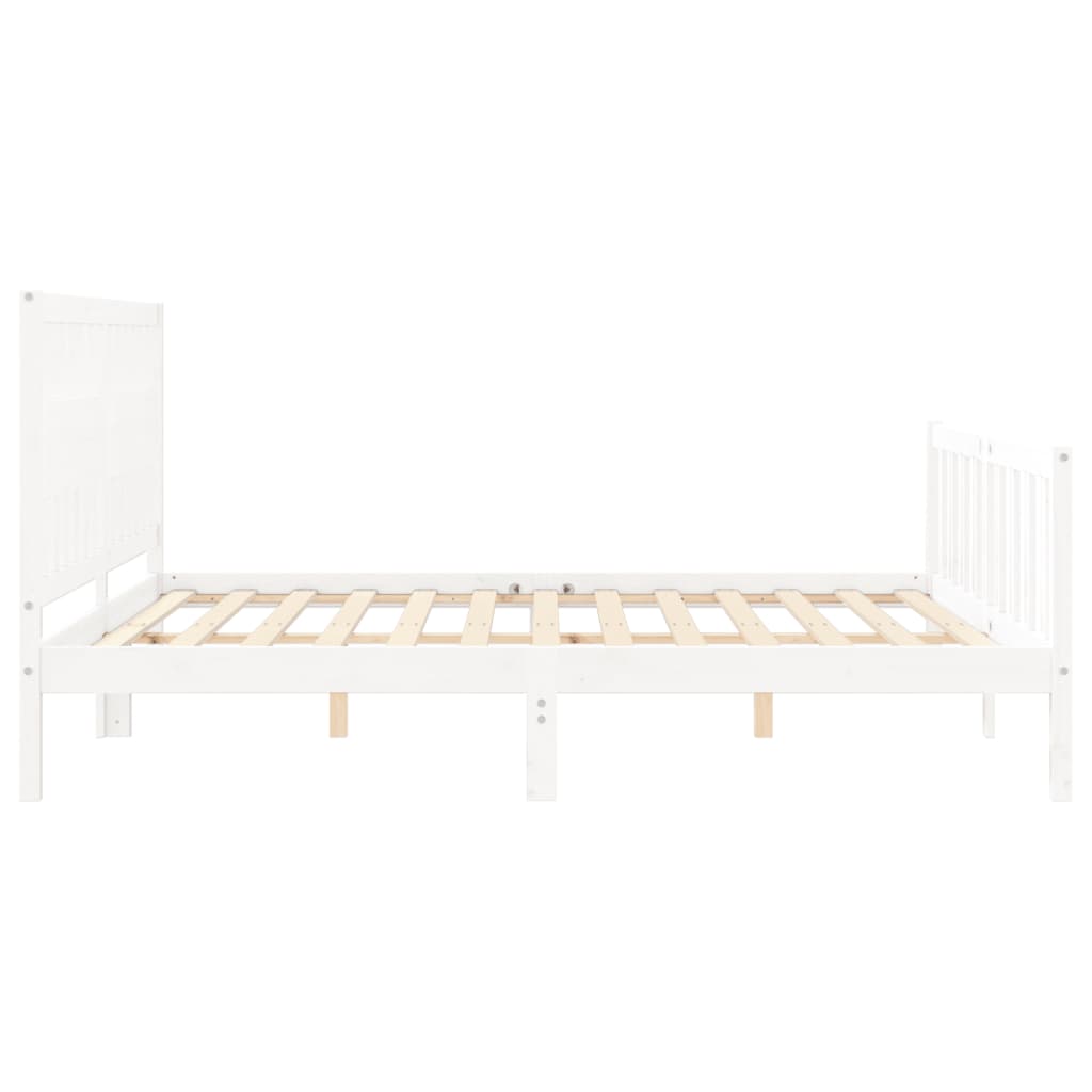 vidaXL Bed Frame without Mattress White Super King Size Solid Wood Pine