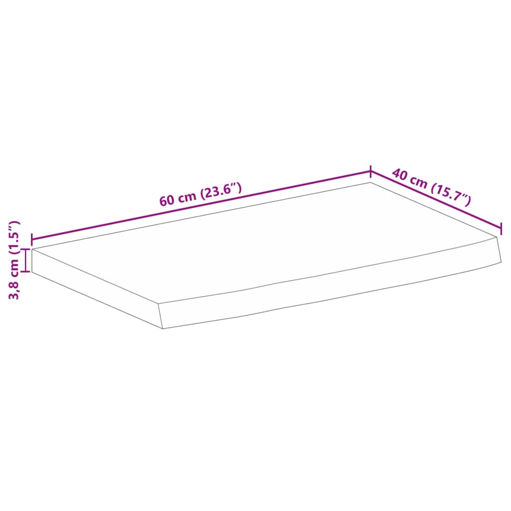 vidaXL Table Top Live Edge 60x40x3.8 cm Solid Wood Mango