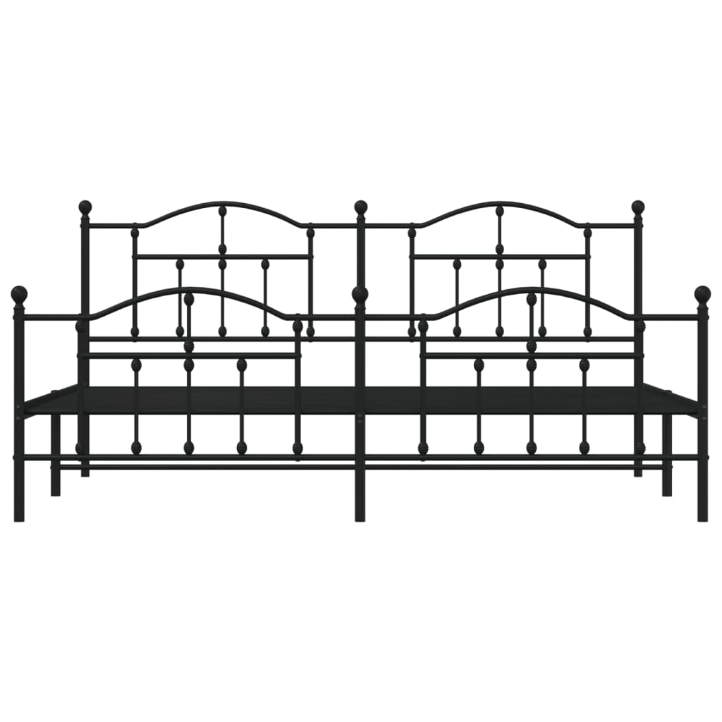 vidaXL Metal Bed Frame without Mattress with Footboard Black 200x200 cm