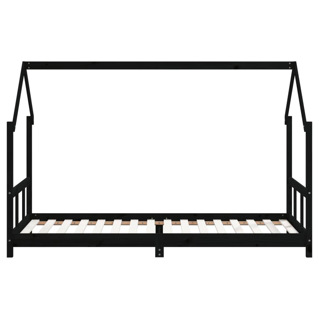 vidaXL Kids Bed Frame Black 90x200 cm Solid Wood Pine