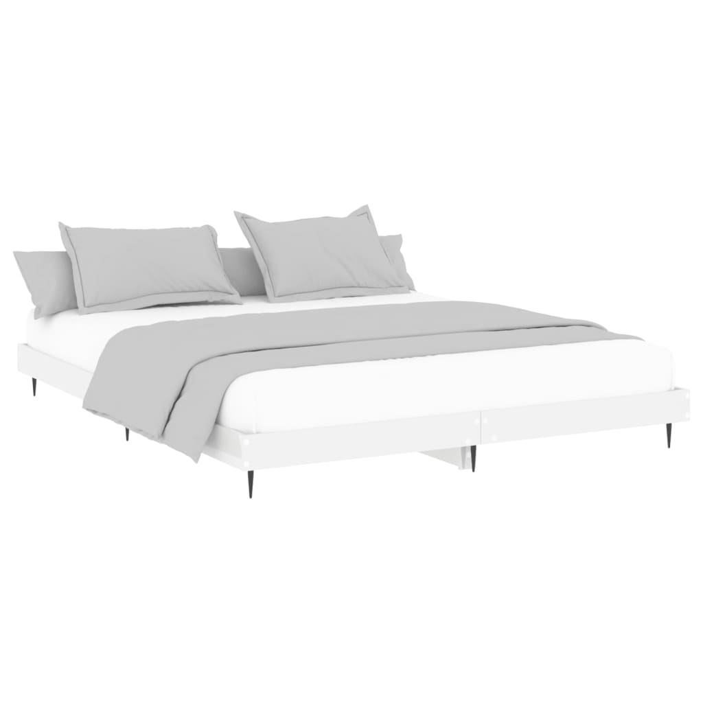 vidaXL Bed Frame without Mattress High Gloss White 150x200 cm King Size