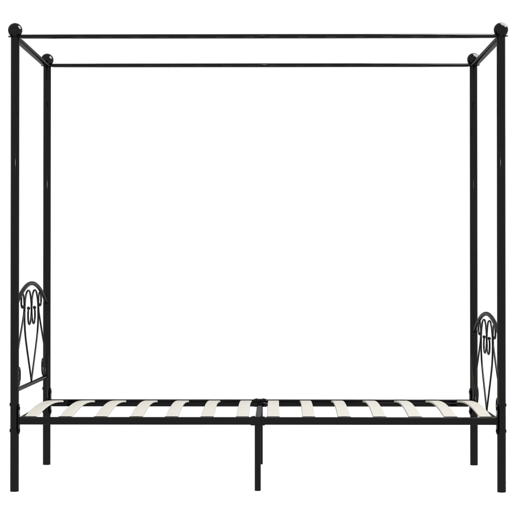 vidaXL Canopy Bed Frame without Mattress Black Metal 100x200 cm