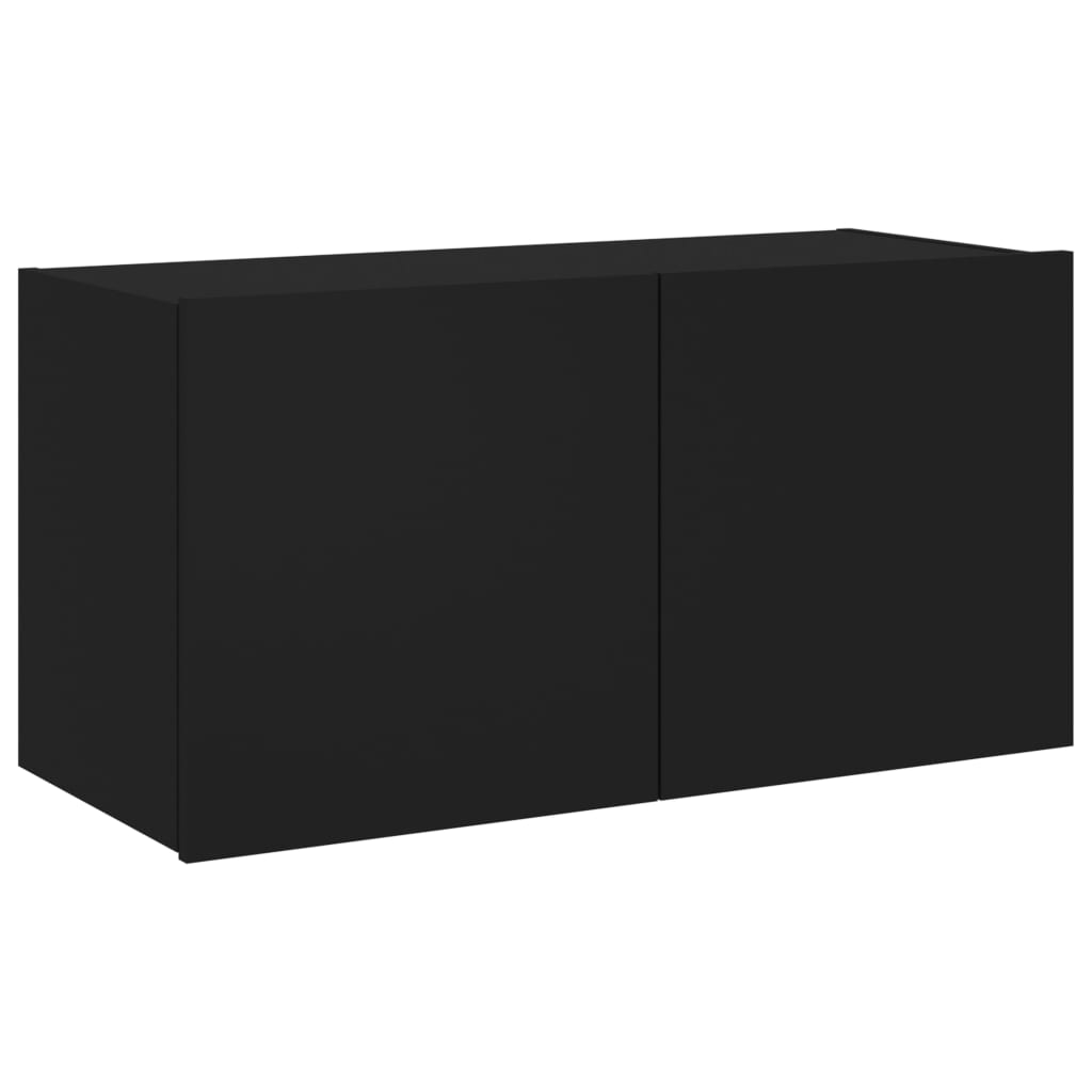 vidaXL TV Wall Cabinet with LED Lights Black 80x35x41 cm