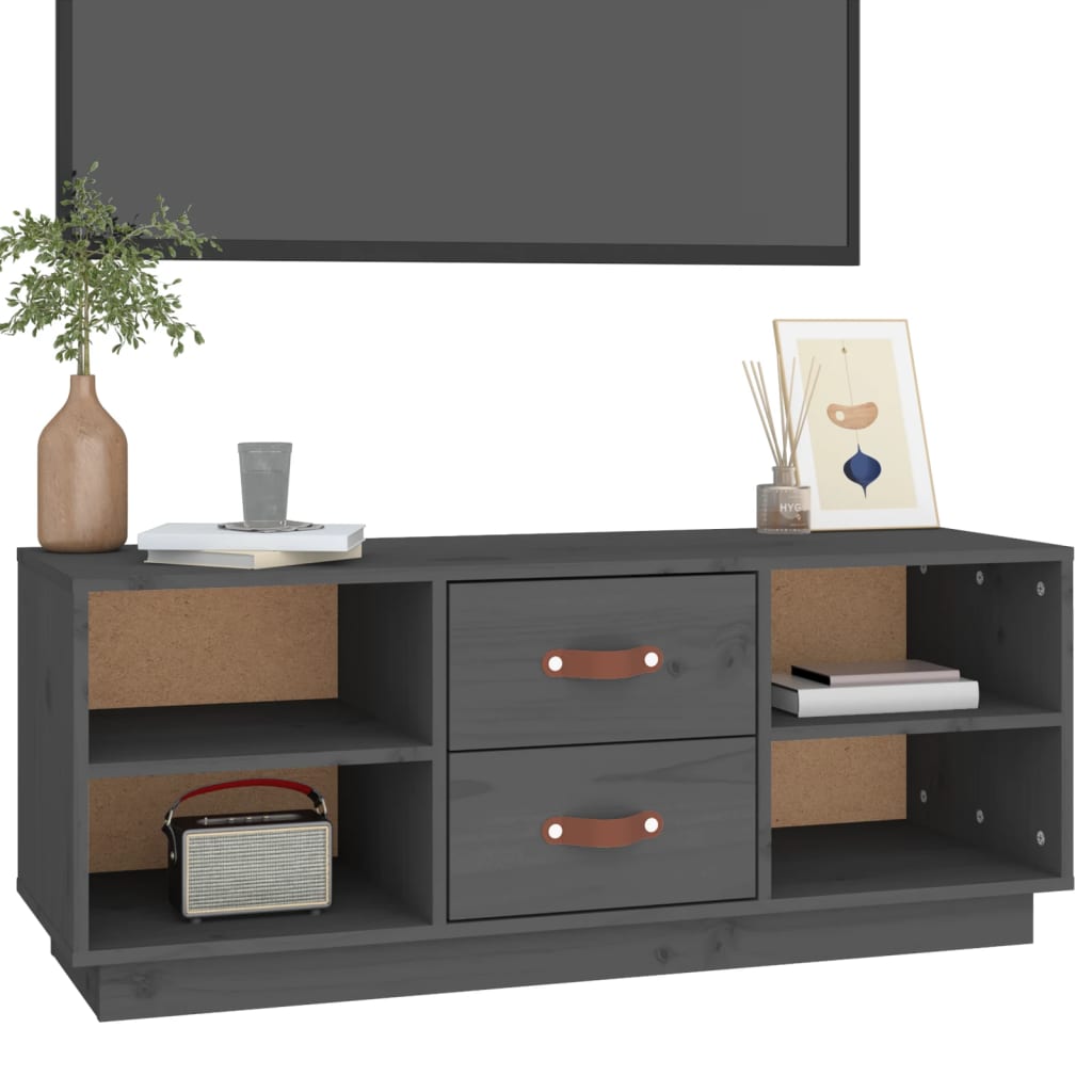 vidaXL TV Cabinet Grey 100x34x40 cm Solid Wood Pine