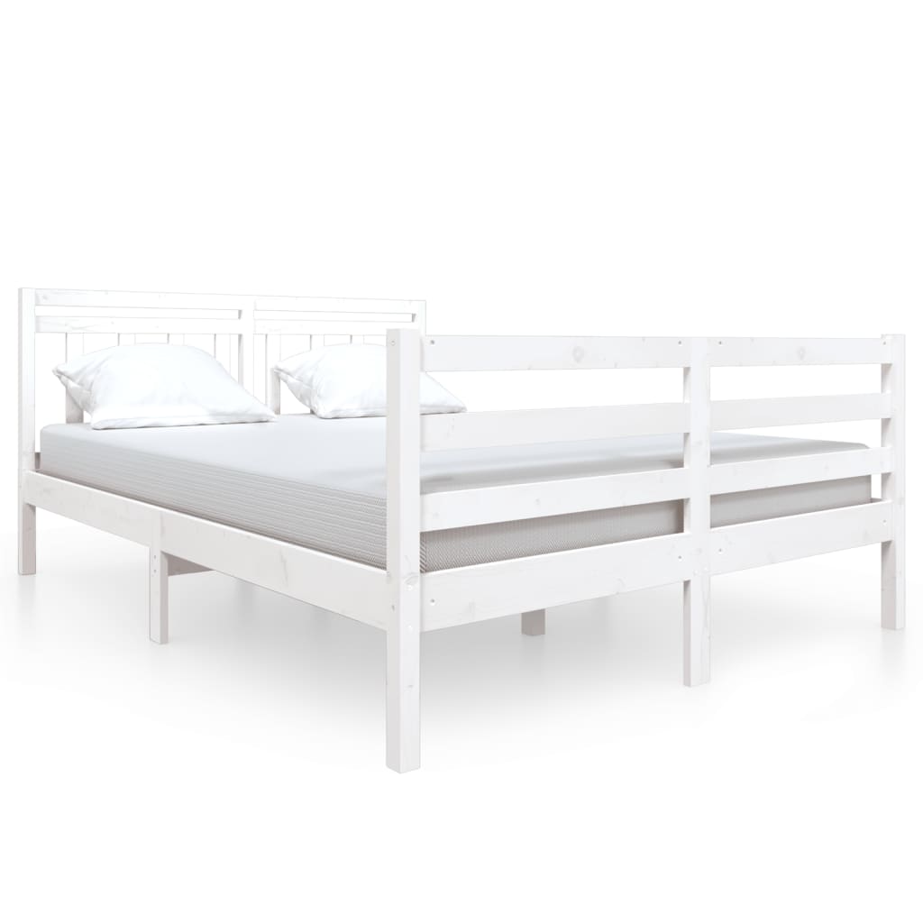 vidaXL Bed Frame without Mattress White Solid Wood 140x190 cm (810411+814095)