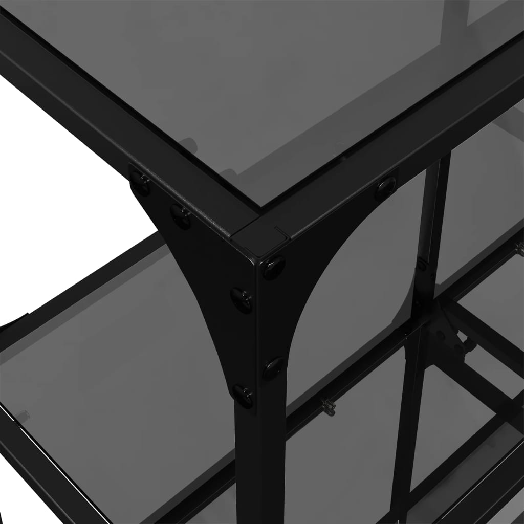 vidaXL Console Table with Black Glass Top 98x30x81 cm Steel