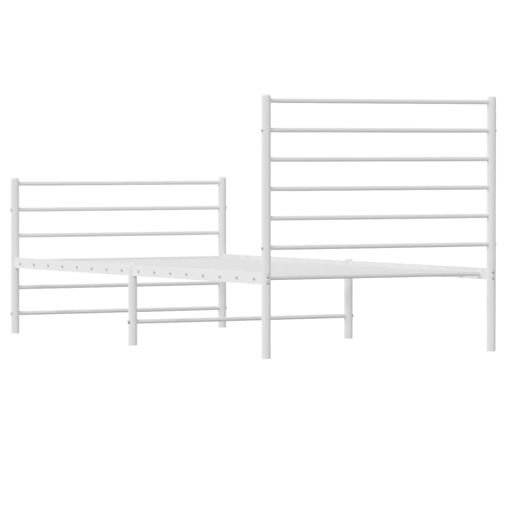 vidaXL Metal Bed Frame without Mattress with Footboard White 100x200 cm