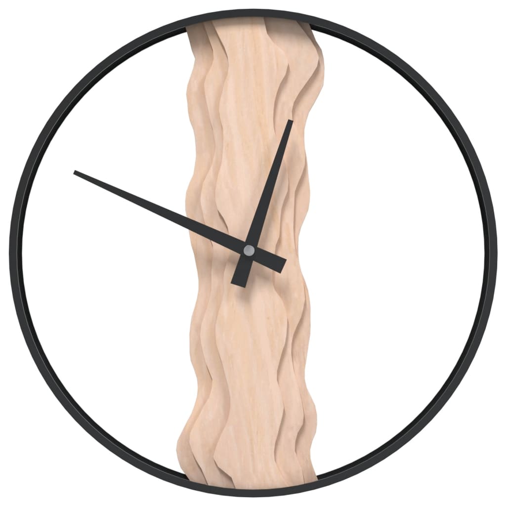 vidaXL Wall Clock Brown Ø35 cm Iron and Oak Wood