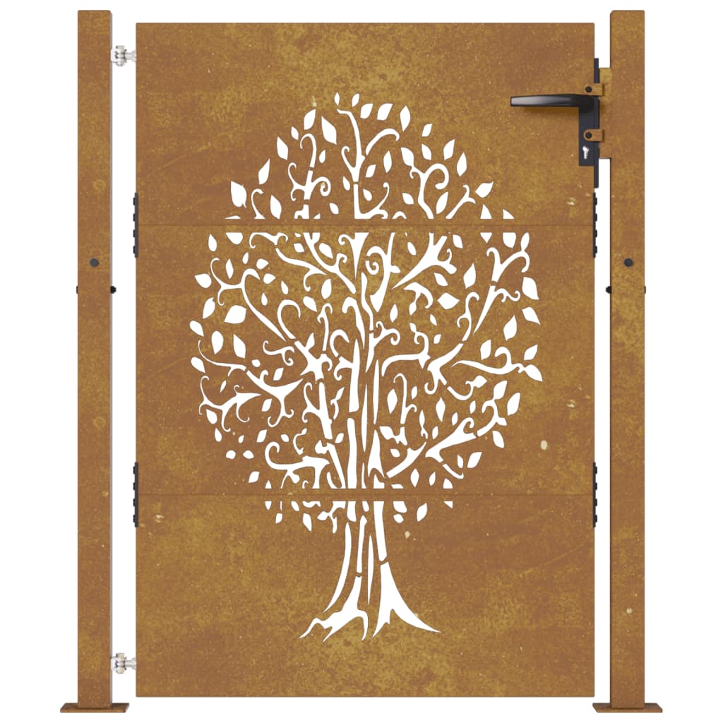 vidaXL Garden Gate 105x155 cm Corten Steel Tree Design