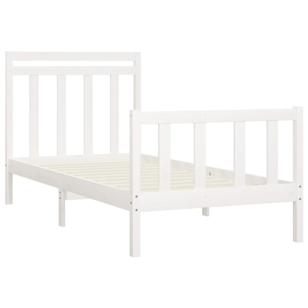 vidaXL Bed Frame without Mattress White Solid Wood Pine 100x200 cm