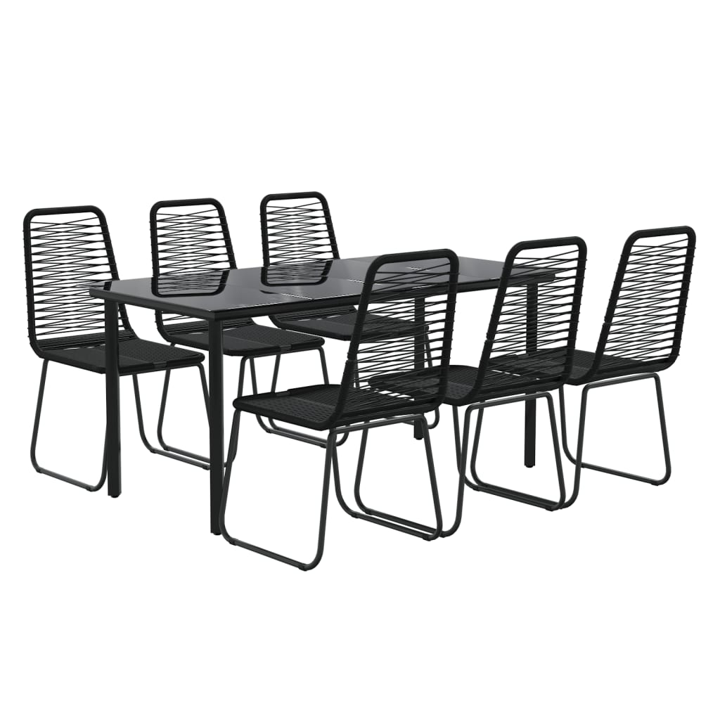 vidaXL 7 Piece Garden Dining Set Black