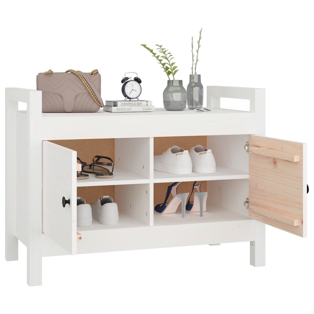 vidaXL Hall Bench White 80x40x60 cm Solid Wood Pine