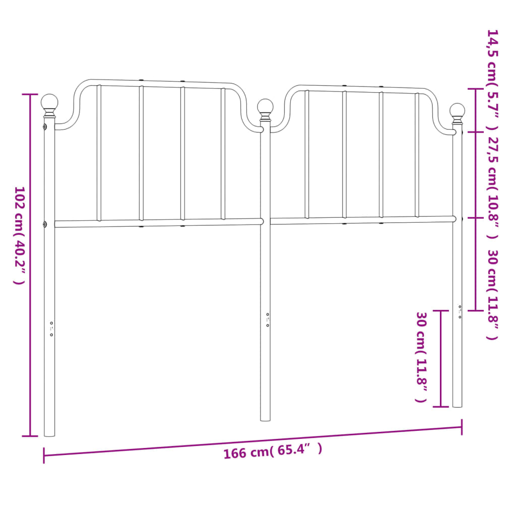 vidaXL Metal Headboard White 160 cm