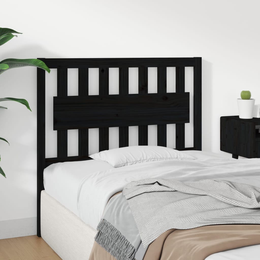 vidaXL Bed Headboard Black 105.5x4x100 cm Solid Wood Pine