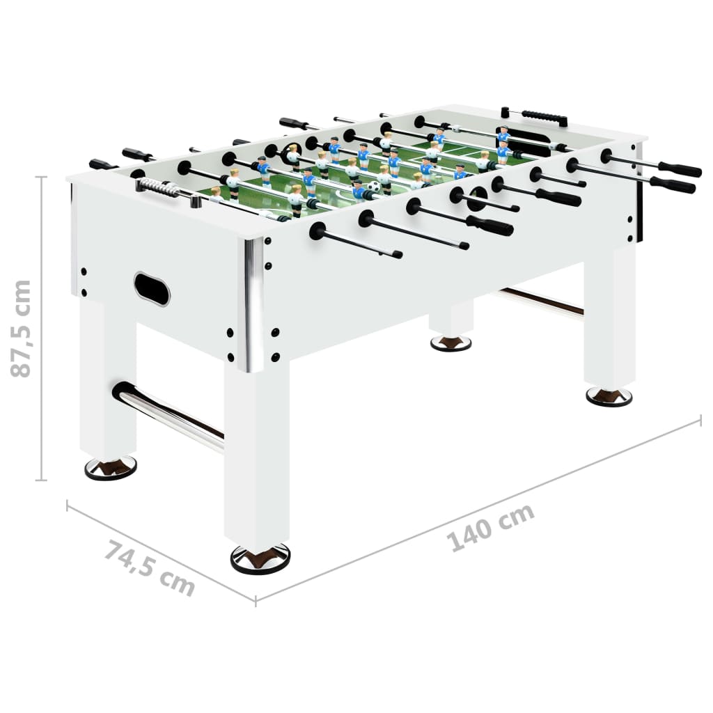 vidaXL Football Table Steel 60 kg 140x74.5x87.5 cm White