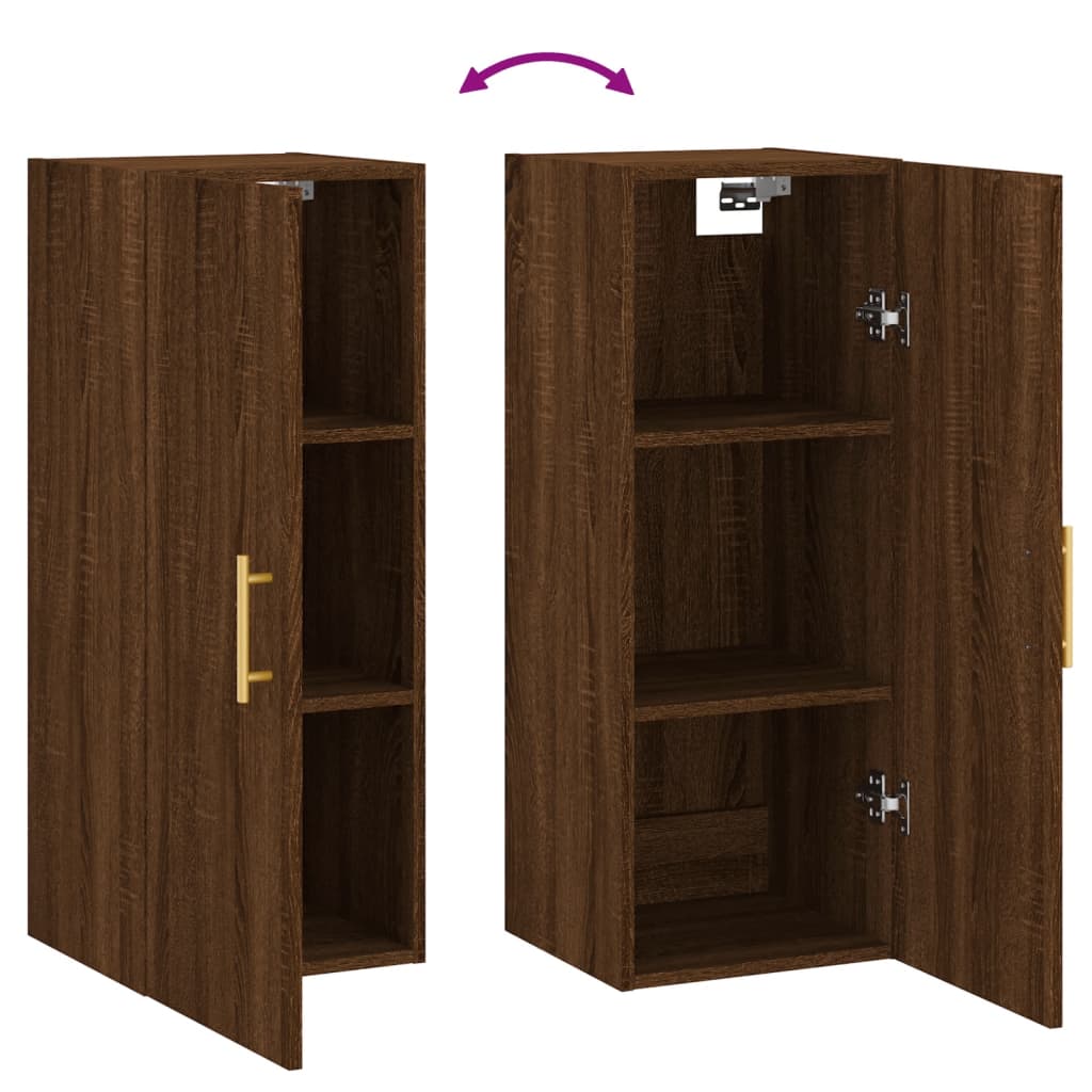 vidaXL Wall Mounted Cabinet Brown Oak 34.5x34x90 cm