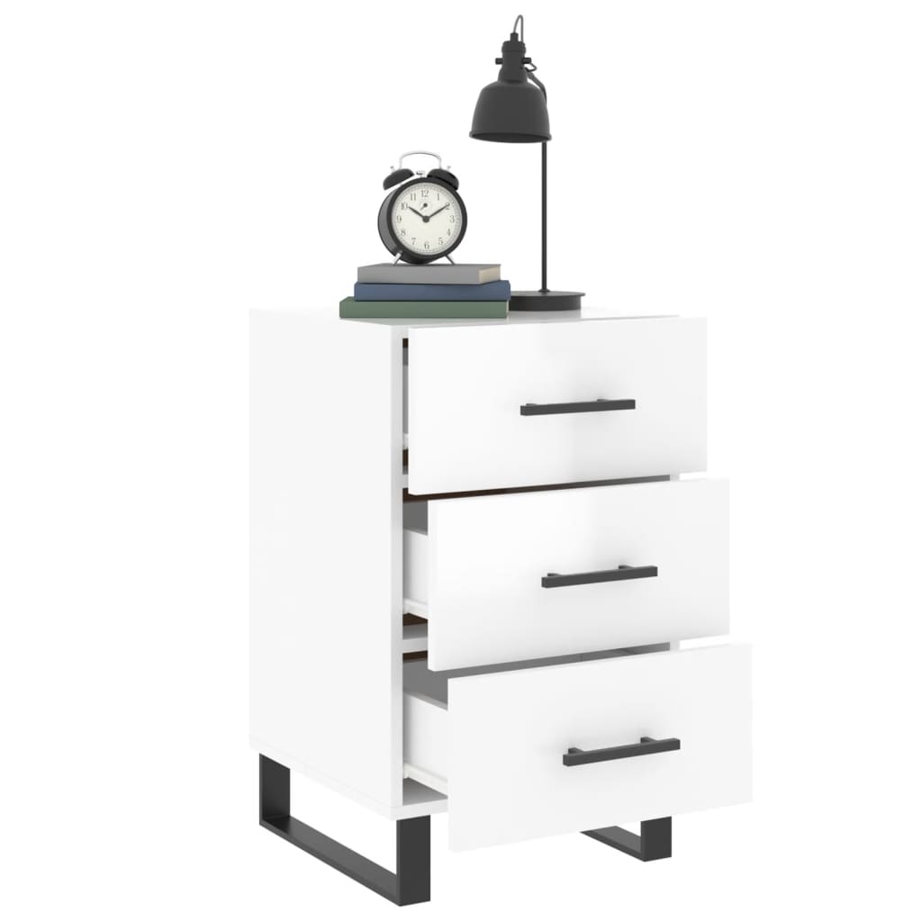 vidaXL Bedside Cabinet High Gloss White 40x40x66 cm Engineered Wood