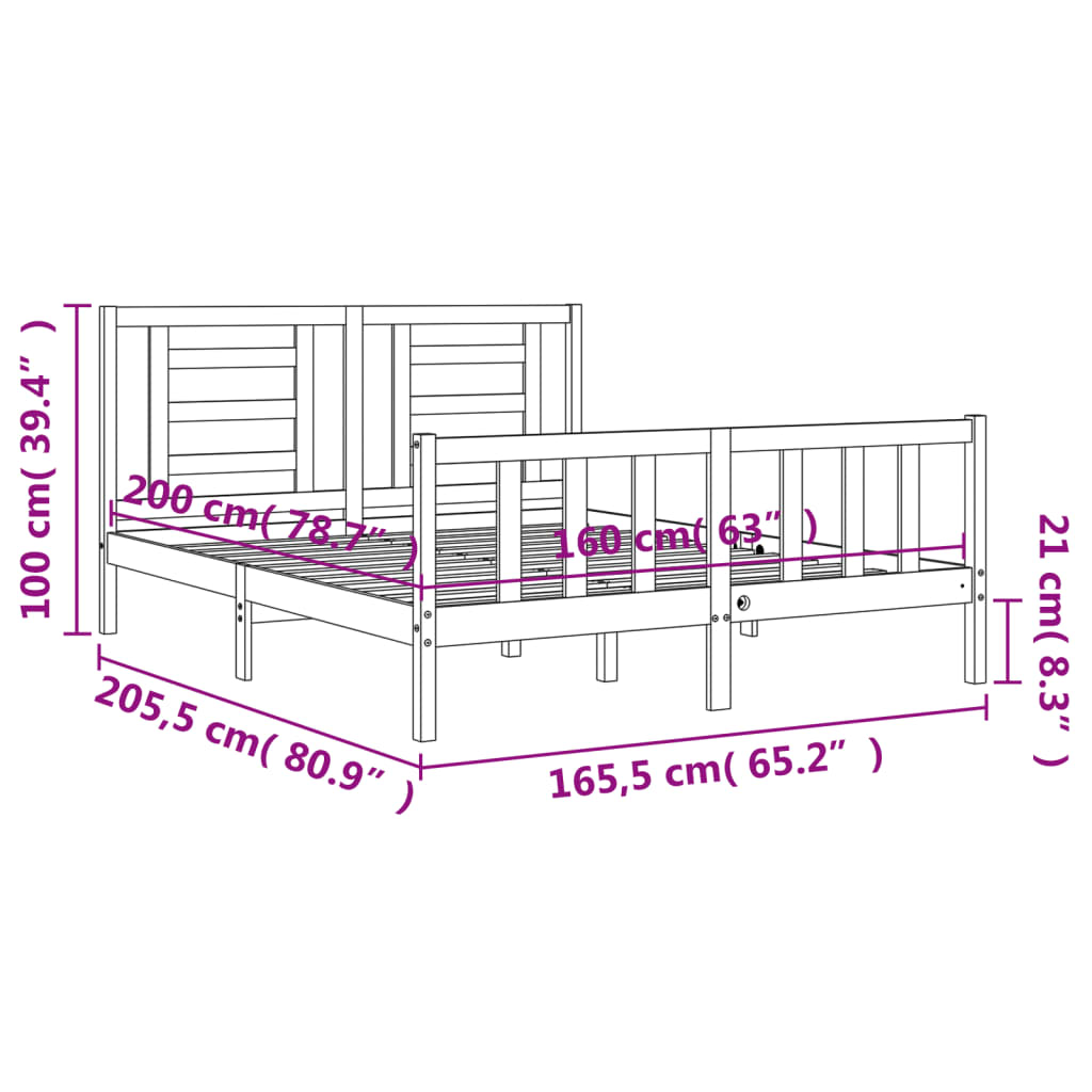 vidaXL Bed Frame without Mattress White 160x200 cm Solid Wood Pine