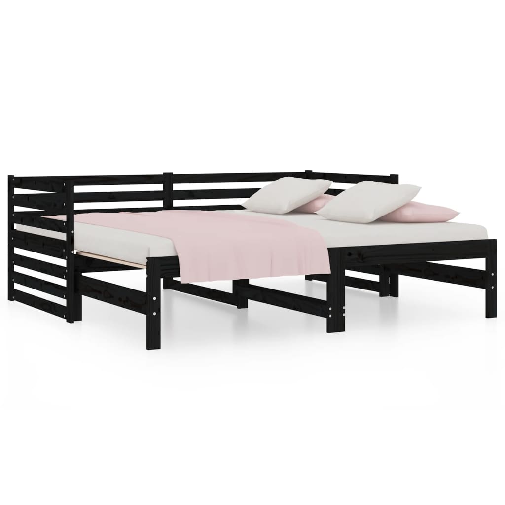 vidaXL Pull-out Day Bed without Mattress Black 2x(90x190) cm