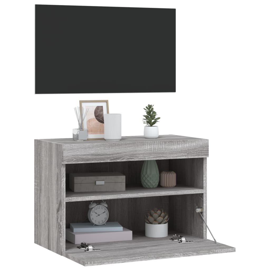 vidaXL TV Wall Cabinet with LED Lights Grey Sonoma 60x30x40 cm