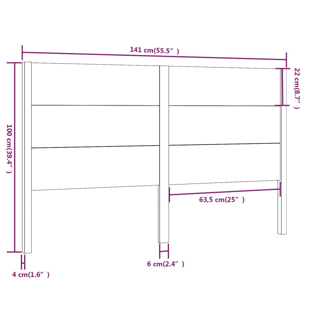 vidaXL Headboard 141x4x100 cm Solid Wood Pine