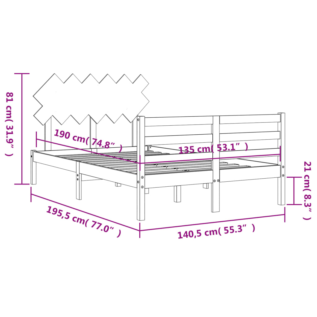 vidaXL Bed Frame without Mattress Double Solid Wood