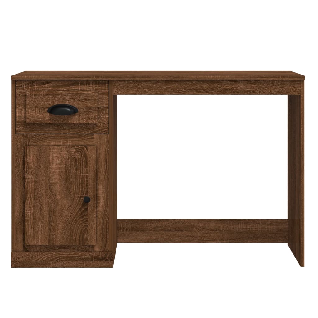 vidaXL Desk with Drawer Brown Oak 115x50x75 cm Engineered Wood