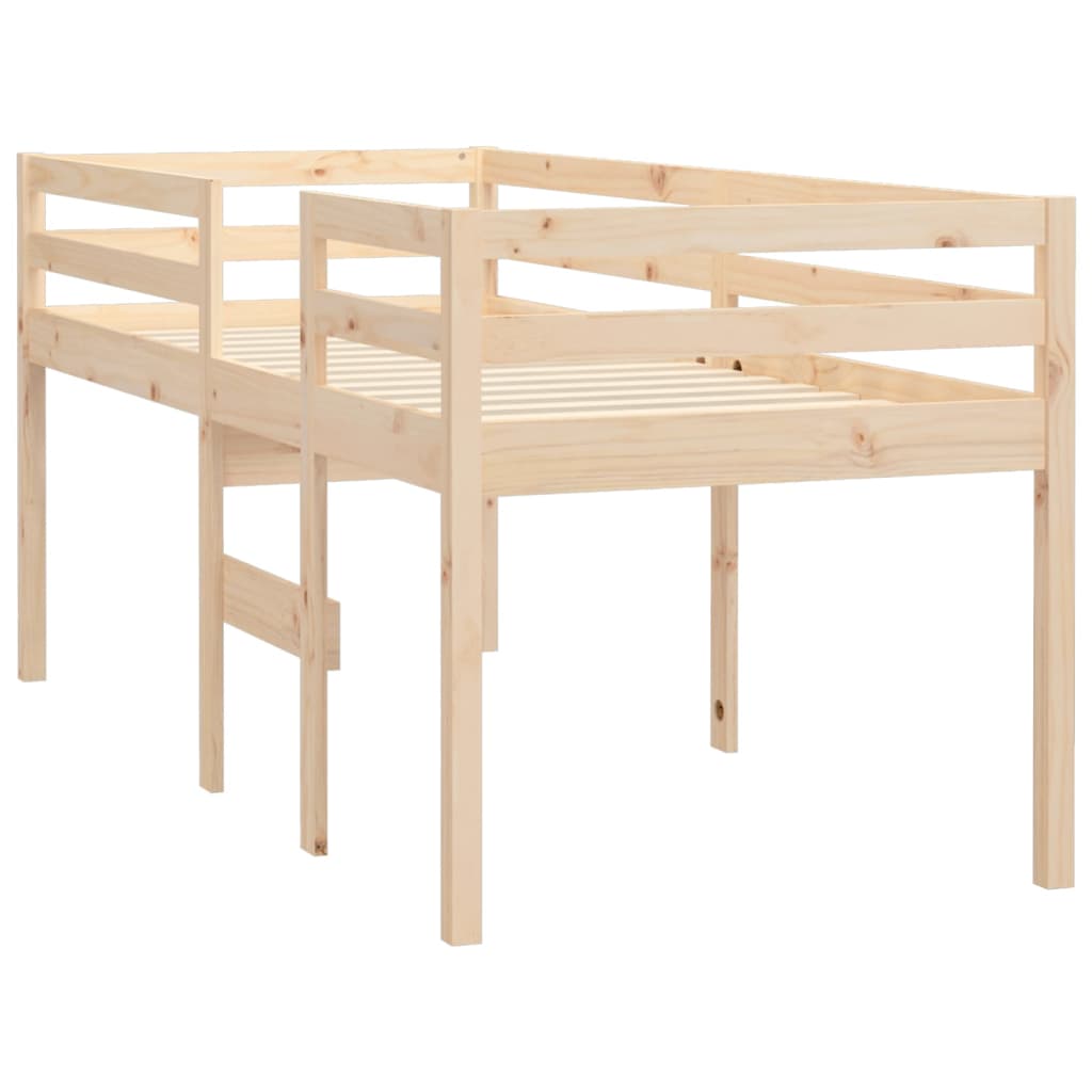 vidaXL High Sleeper Bed without Mattress 75x190 cm Small Single Solid Wood Pine