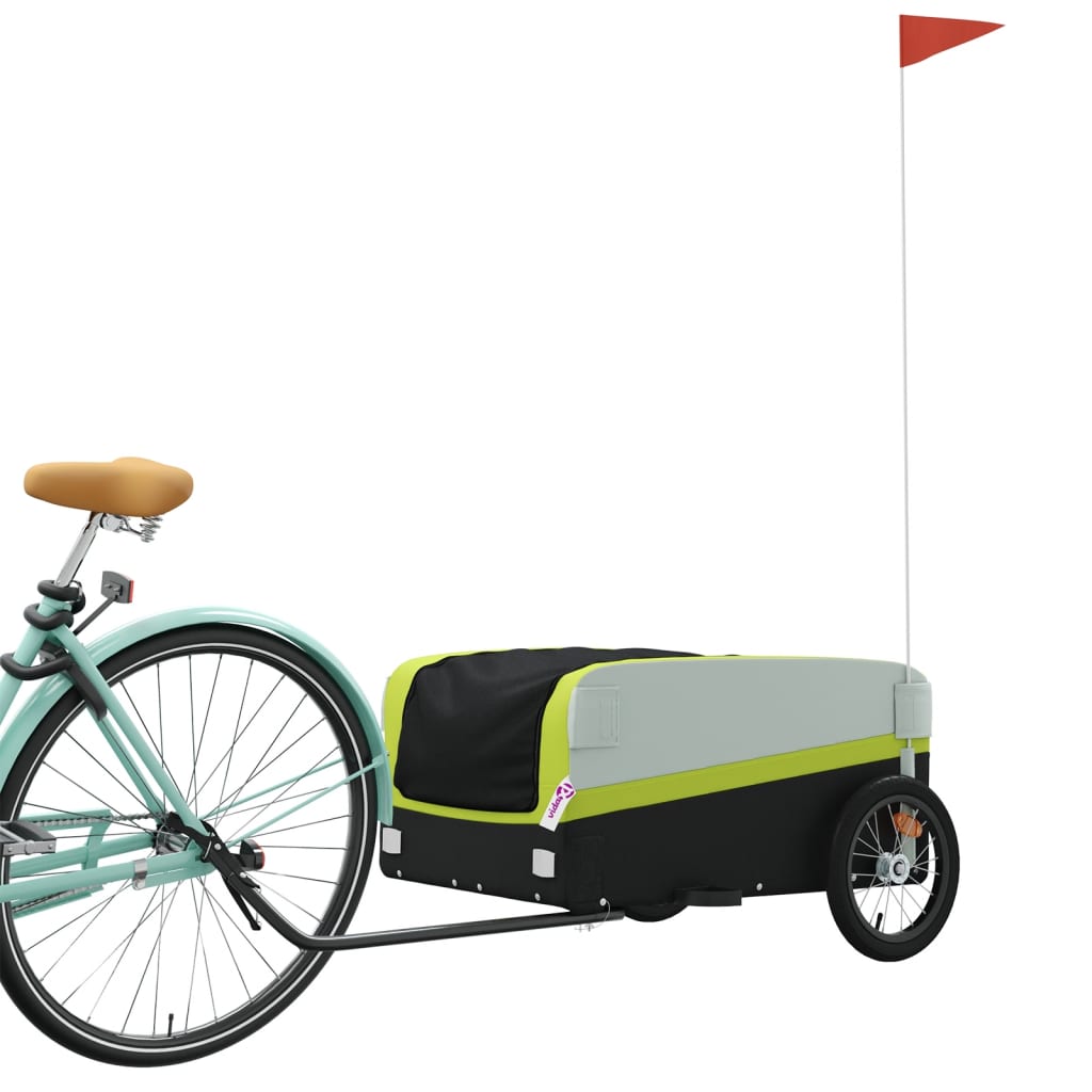 vidaXL Bike Trailer Black and Green 45 kg Iron