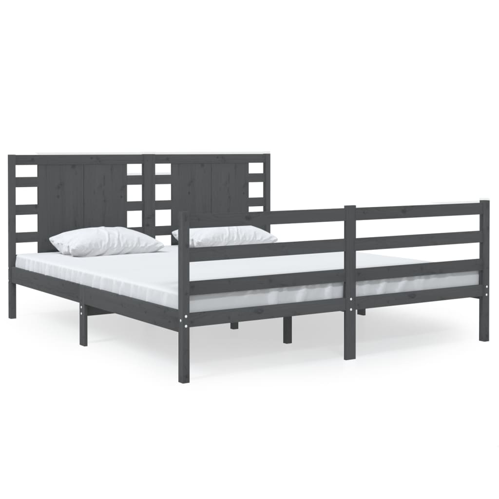 vidaXL Bed Frame without Mattress Grey 140x190 cm Solid Wood Pine