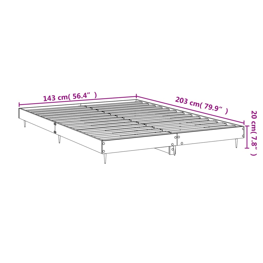 vidaXL Bed Frame without Mattress High Gloss White 140x200 cm