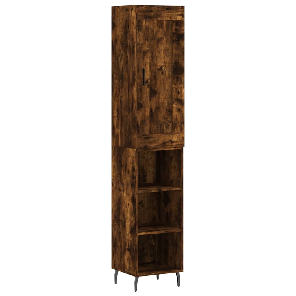 vidaXL Highboard Smoked Oak 34.5x34x180 cm Engineered Wood