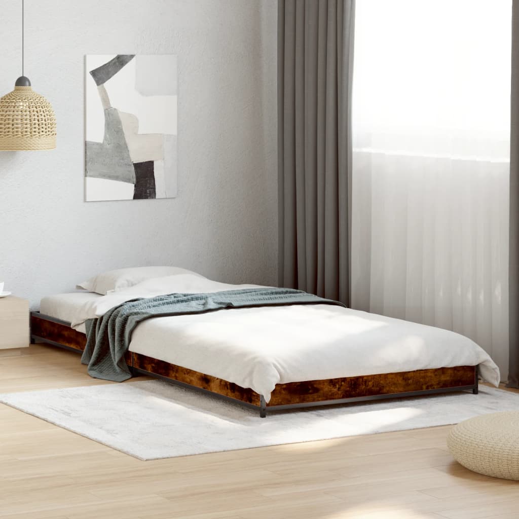 vidaXL Bed Frame without Mattress Smoked Oak 90x190 cm Single