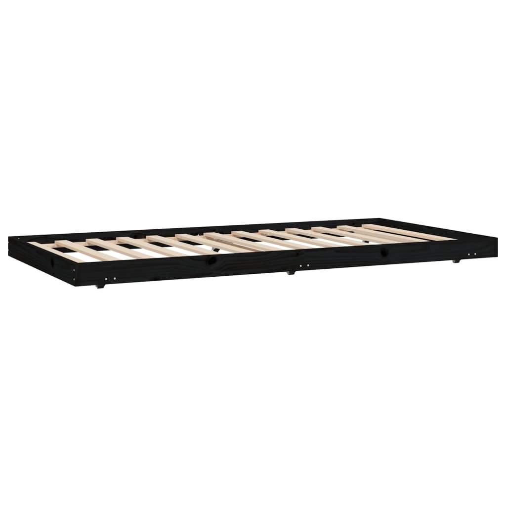 vidaXL Bed Frame without Mattress Black 100x200 cm Solid Wood Pine