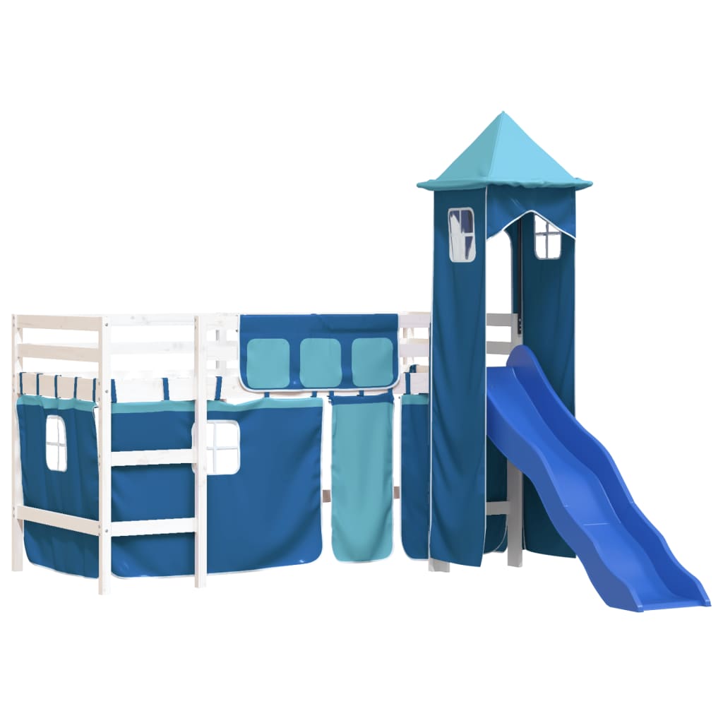 vidaXL Kids' Loft Bed with Tower without Mattress Blue 90x190 cm Single