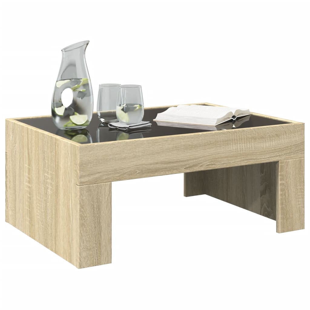 vidaXL Coffee Table with Infinity LED Sonoma Oak 70x50x30 cm