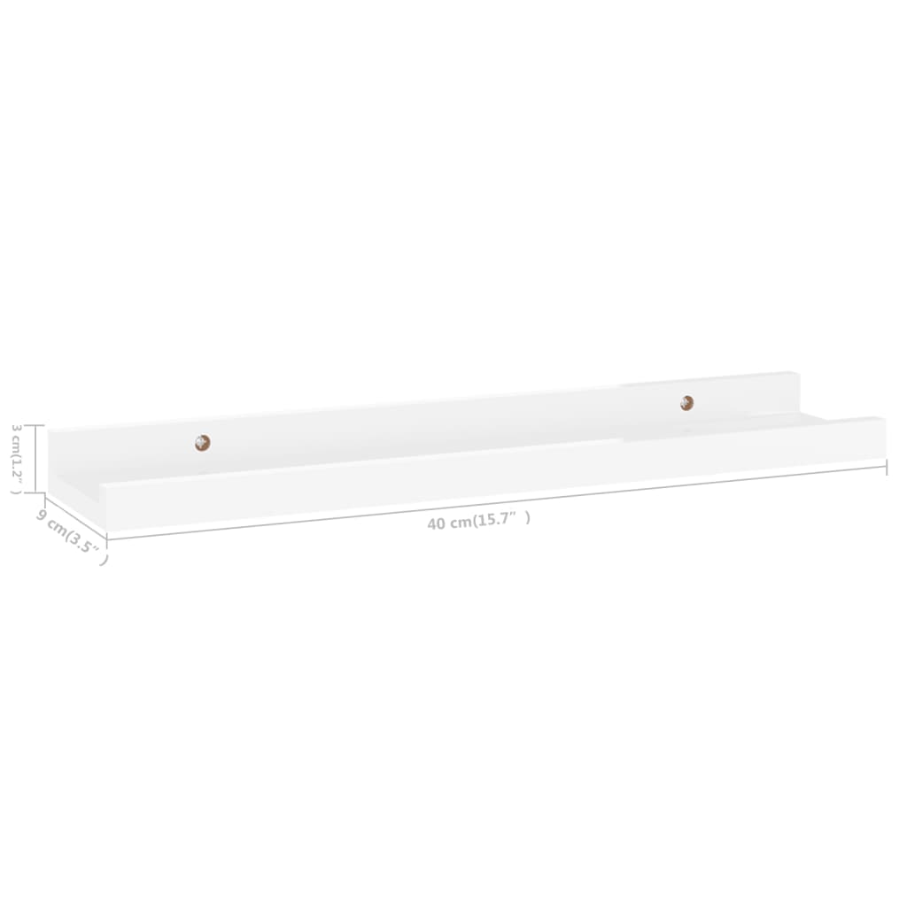 vidaXL Wall Shelves 2 pcs High Gloss White 40x9x3 cm