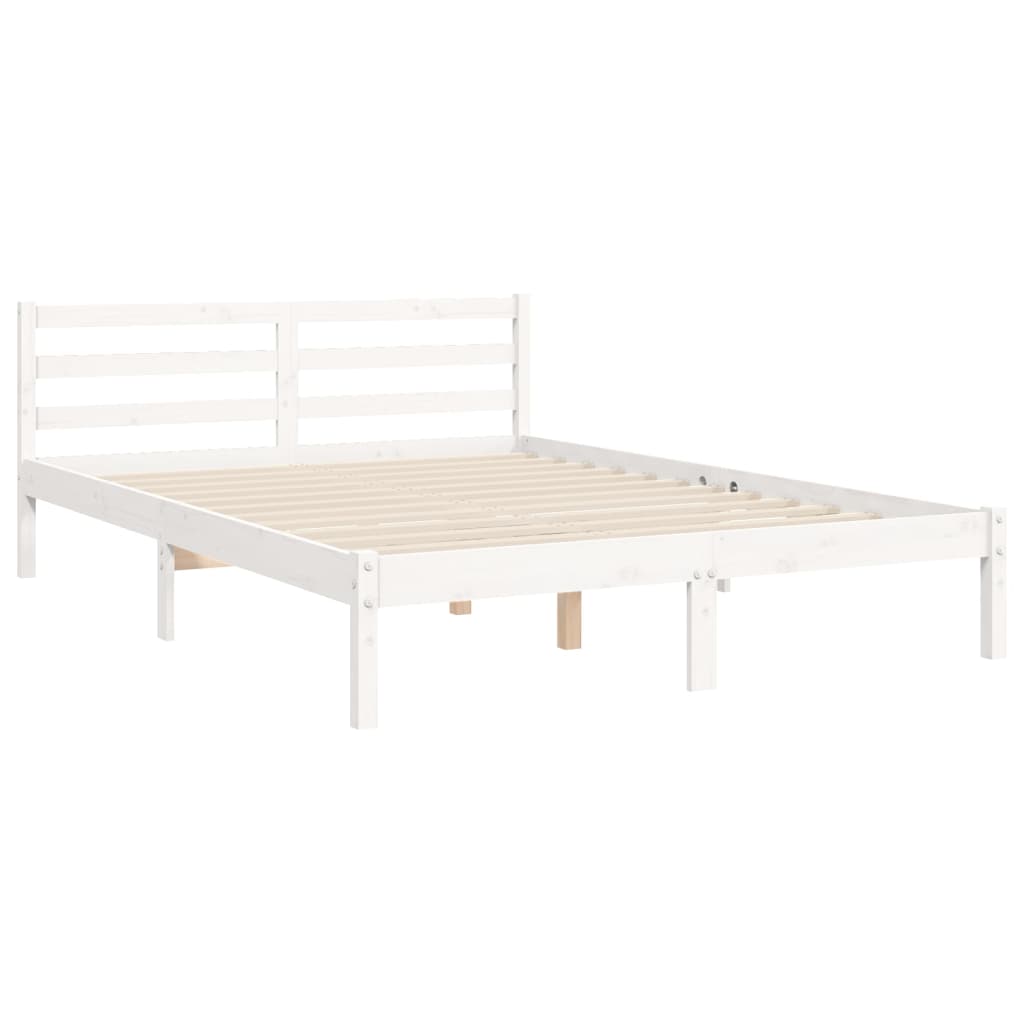 vidaXL Bed Frame without Mattress White Small Double Solid Wood