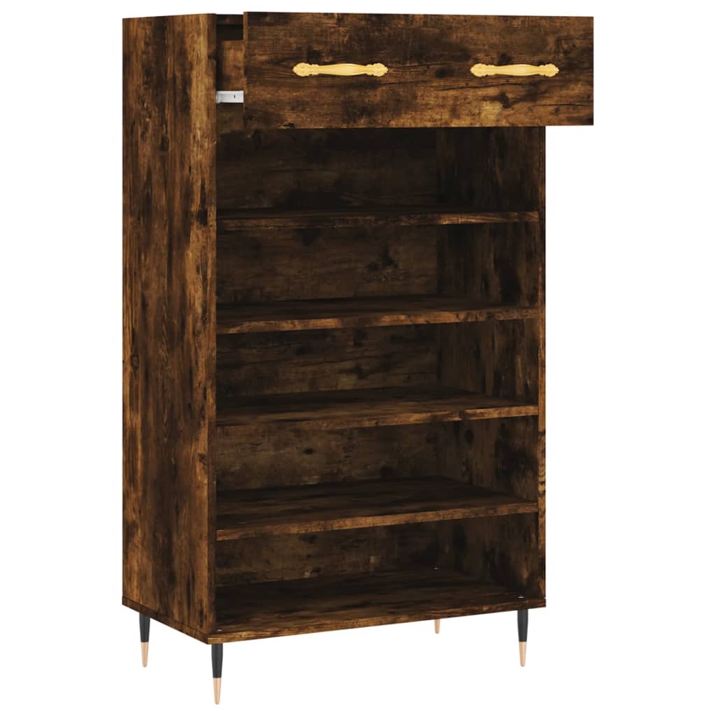 vidaXL Shoe Cabinet Smoked Oak 60x35x105 cm Engineered Wood