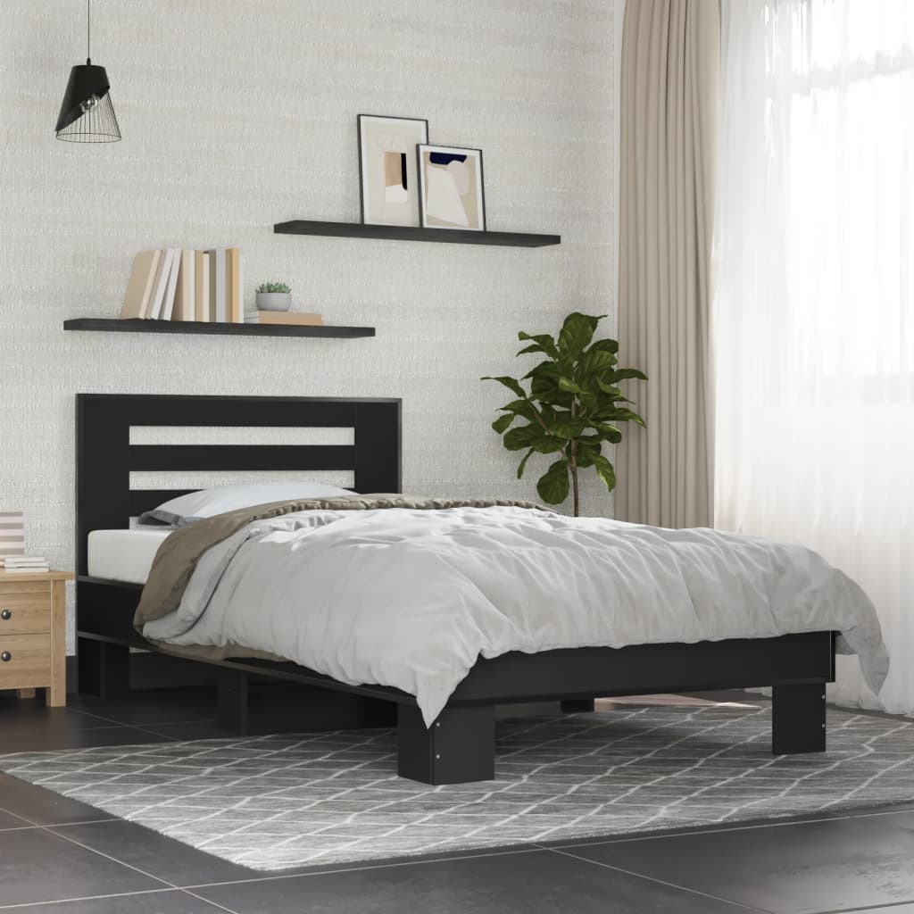 vidaXL Bed Frame without Mattress Black 90x190 cm Single