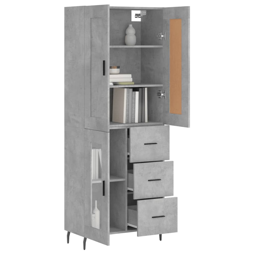 vidaXL Highboard Concrete Grey 69.5x34x180 cm Engineered Wood