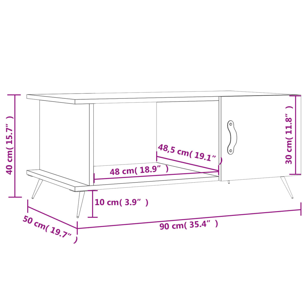 vidaXL Coffee Table White 90x50x40 cm Engineered Wood