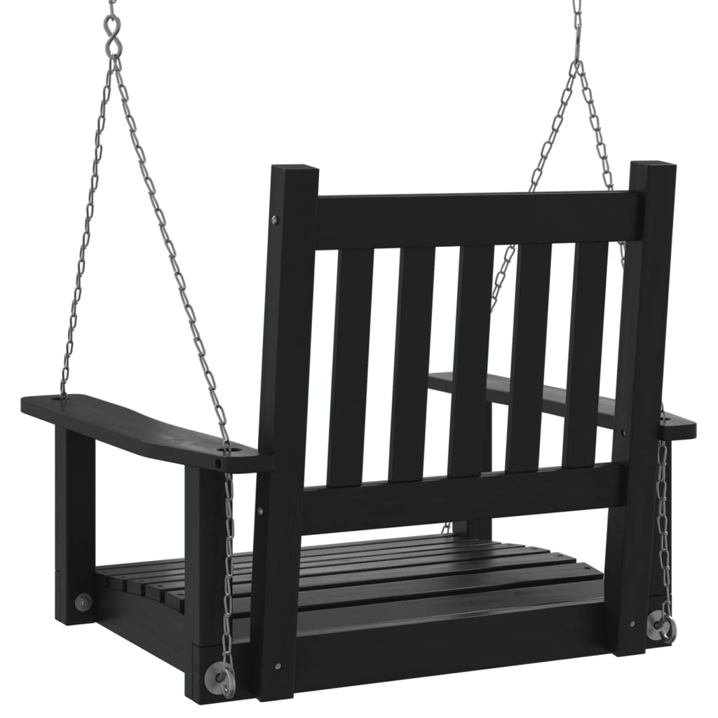 vidaXL Garden Swing Chair with Metal Chains Black Solid Wood Fir