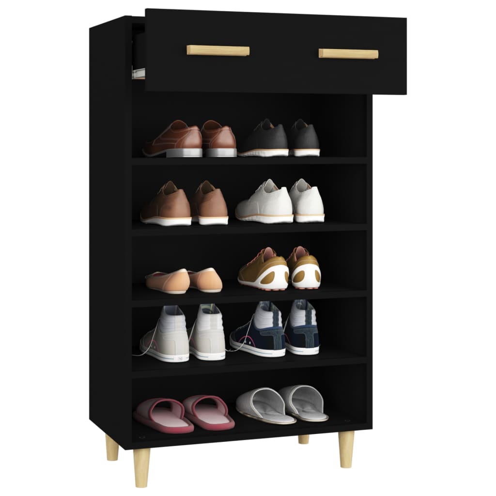 vidaXL Shoe Cabinet Black 60x35x105 cm Engineered Wood